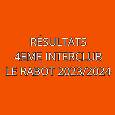 RESULTATS 4 EME INTERCLUB LE RABOT 2023/2024